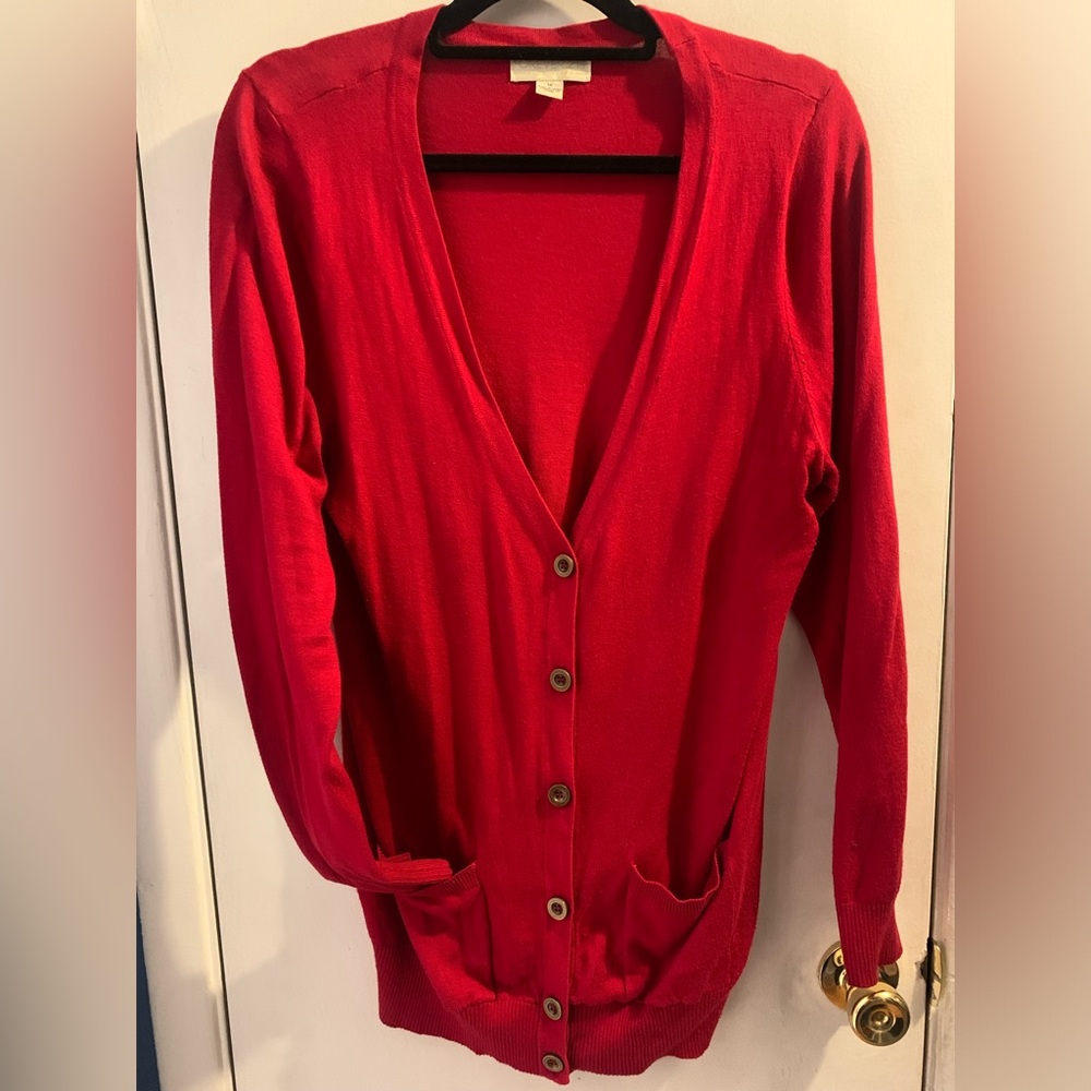 Red Forever 21 Plus Cardigan with Pockets
